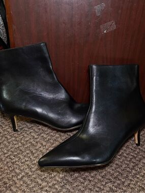 Only Maker Black Faux Leather Kitten Heel Boots